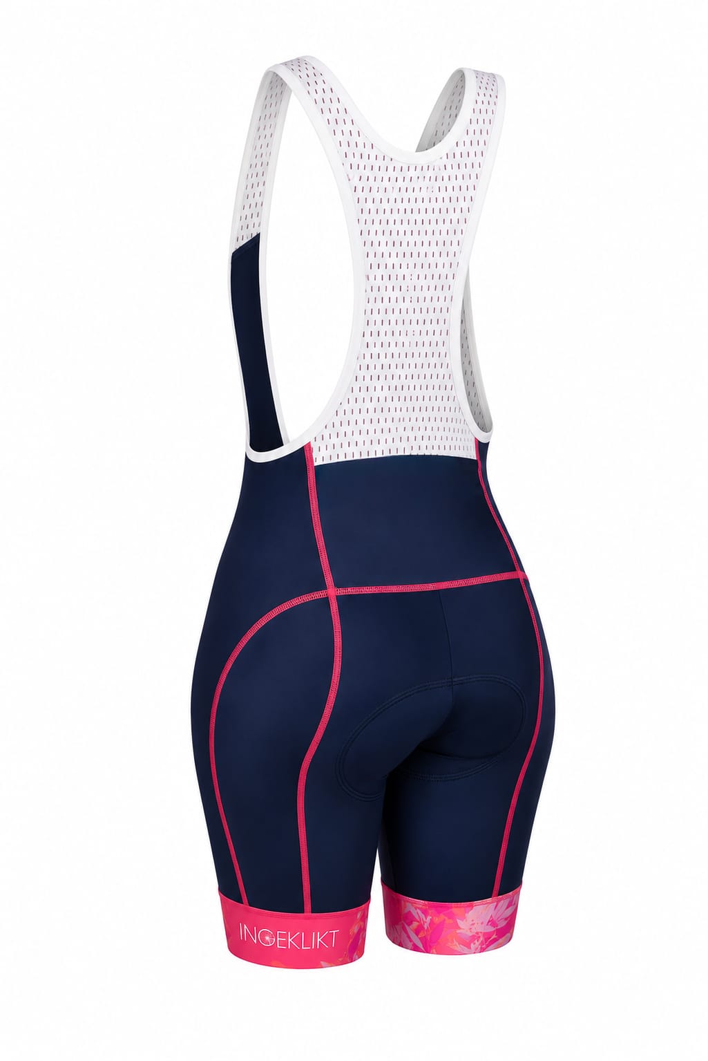 Bold Bloom dames bibshorts donkerblauw met knalroze details