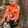 zalmroze dames wielershirt met kraanvogels