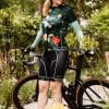 zwarte dames bibshorts met mintgroene naden