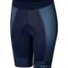donkerblauwe korte dames fietsbroek zonder bretels met long distance dames zeem