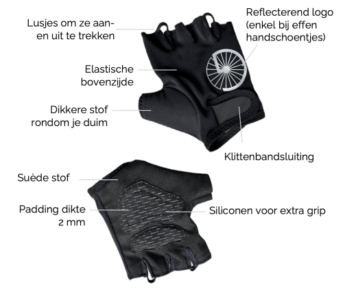 fietshandschoenen voor dames met padding klittenband en lusjes