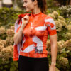 fietsshirt-dames-zalmroze-kraanvogels