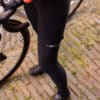 waterafstotende lange zwarte dames fietsbroek - winter bibtights