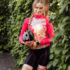zwarte-dames-fietskleding-met-geel-roze-bloemenprint