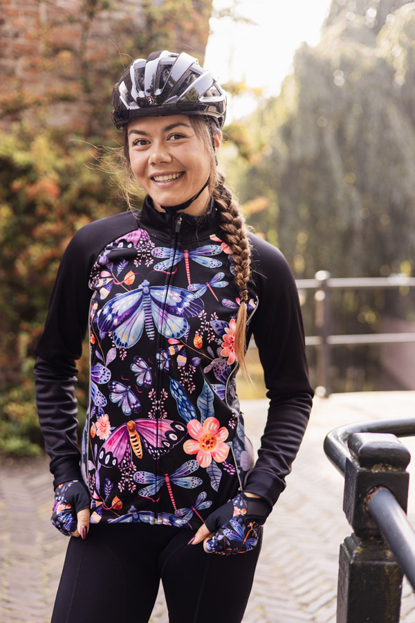 zwarte-dames-fietsjas-vlinders